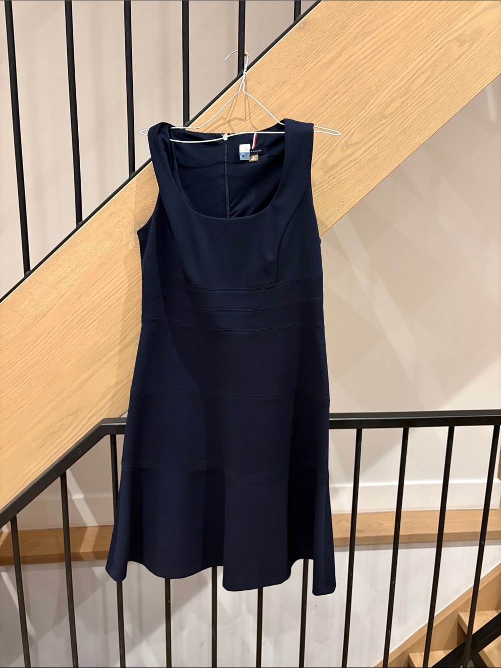 Tommy Hilfiger Navy Scoop Neck Midi Dress